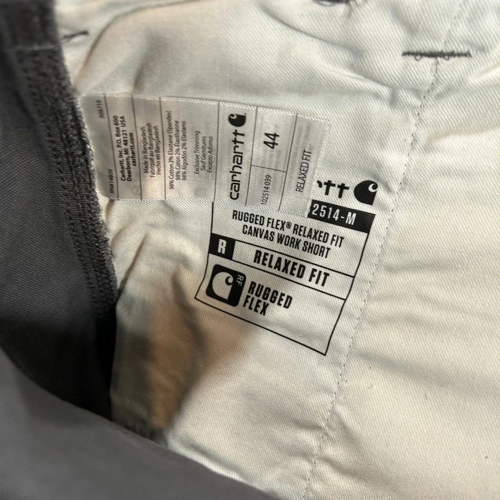 Carhartt Mens 44 Rugged Flex Relaxed Fit Canvas Work Shorts Gray BS2514-M NWT